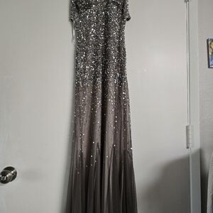 Sequin Gown in Silver and Gray